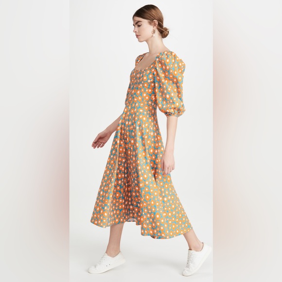 Staud Swells Dress, Blue Orange Daisy, Size 0, NWT - Picture 2 of 11